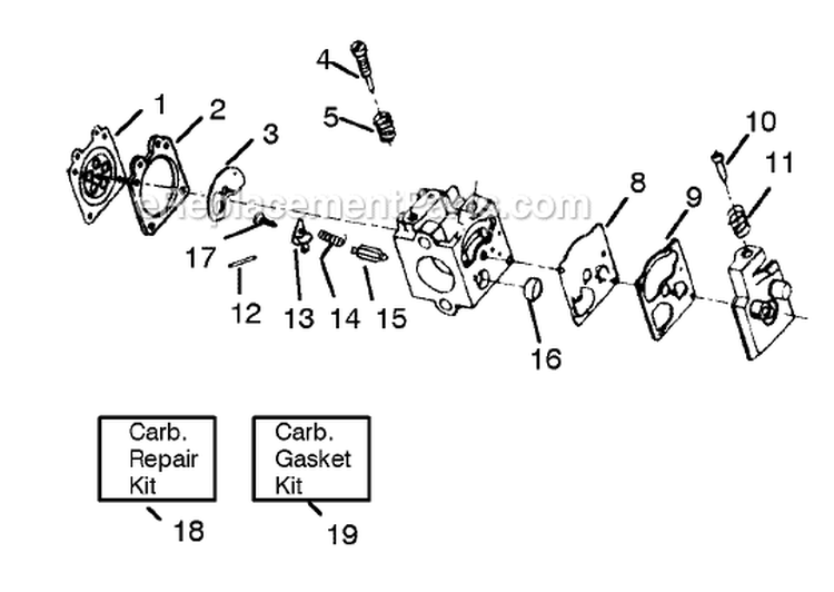 Page A Diagram and Parts List for XT20  Weed Eater Trimmer